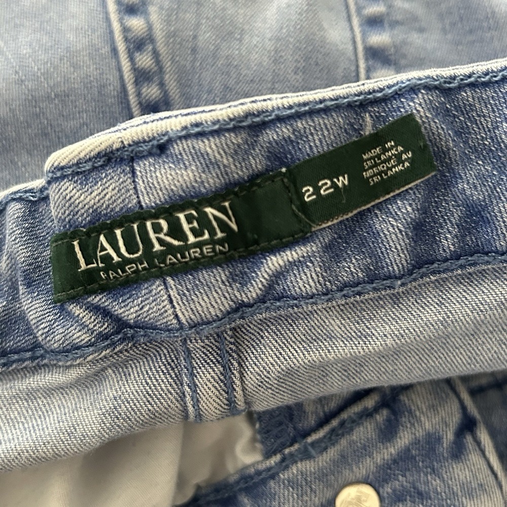 LAUREN RALPH LAUREN Embroidered Crop JEANS 22W Stretch Denim Boho 40 X 23 Stitch - Picture 11 of 16